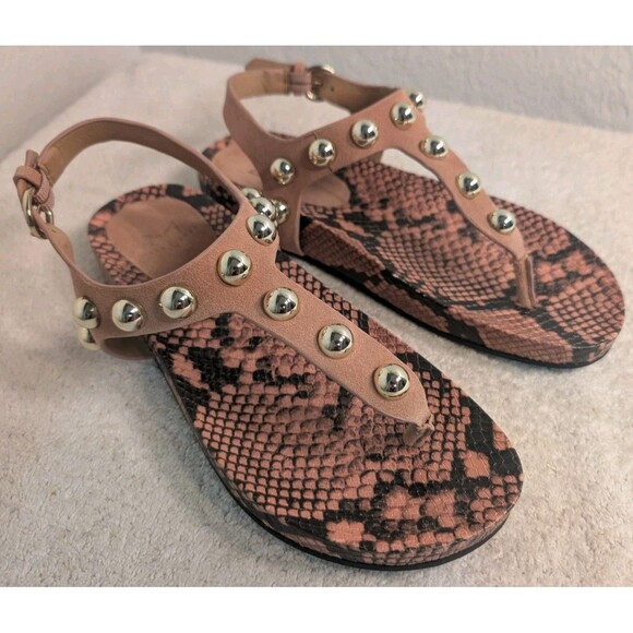 Marc Fisher Shoes - Marc Fisher LTD Indie Studded Flat Thong Sandal Leather Women's Size 7.5 Pink